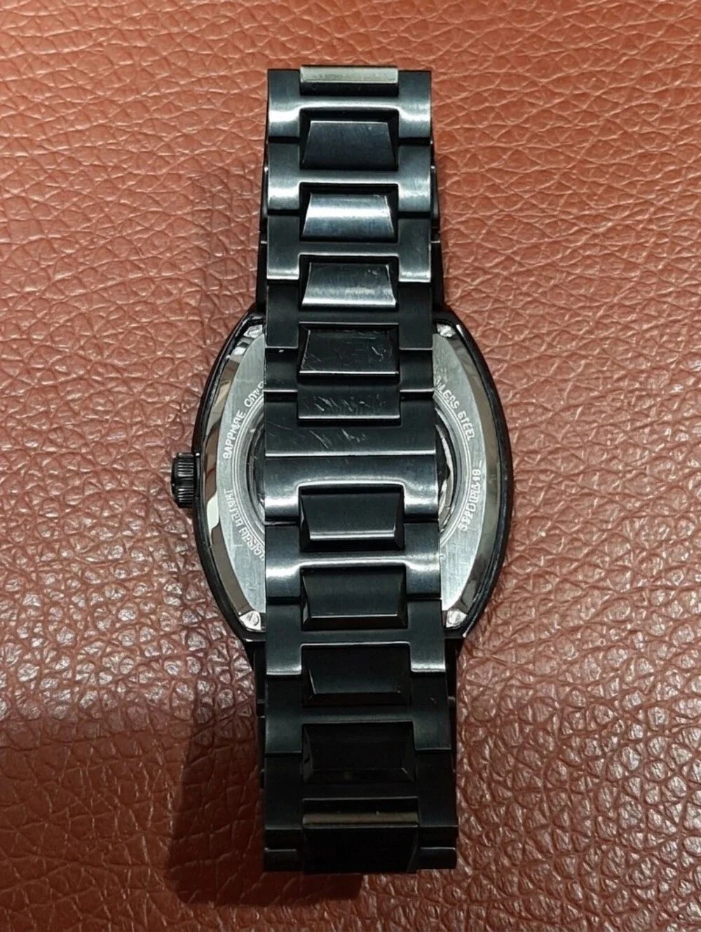 Bulova Maquina 98A320 Automatic Watch Men Black Stainless Steel Skeleton Rainbow